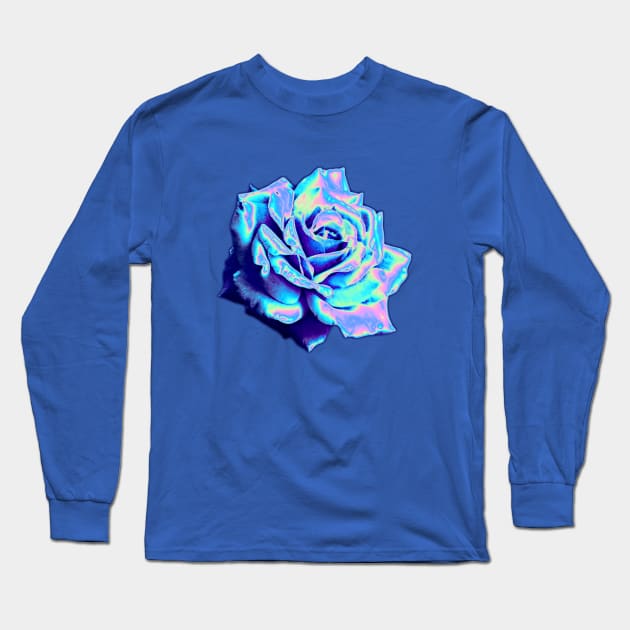 Blue Rose Long Sleeve T-Shirt by dinaaaaaah